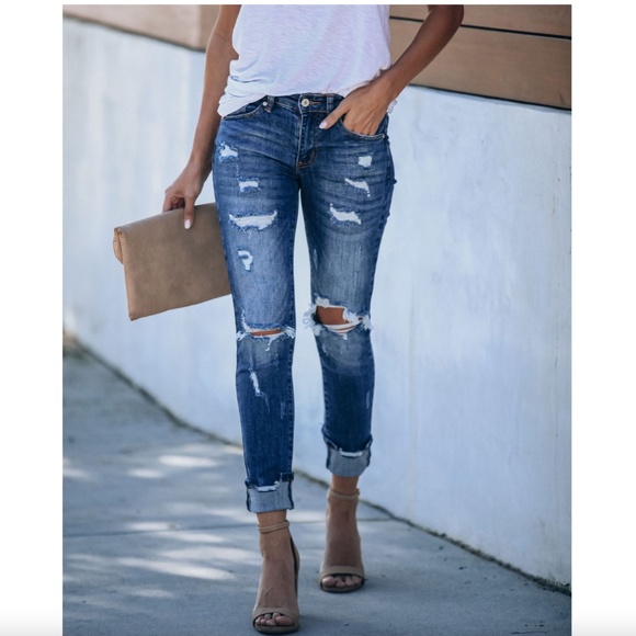 Vici Denim - NWT Vici Universal Mid Rise Distressed Skinny Jean - Dark Wash Size 11